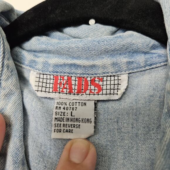 Vtg Denim Romper Womens L Blue Jean Shorts Jorts Button Up Collared Y2K Boho - Picture 7 of 12